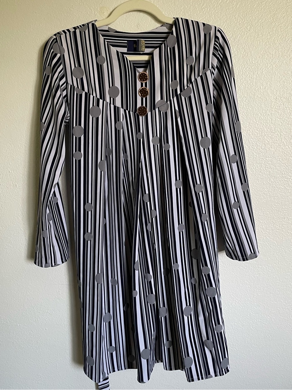 Paul Smith London Vintage Graphic Mod Stripe Polka Dot Midi Dress Size M